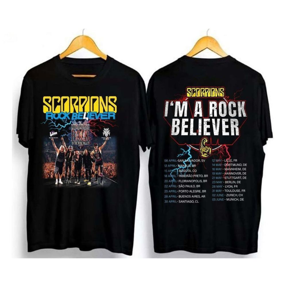 Scorpions Band Shirt Rock Believer World Tour 2 Sided T Shirt